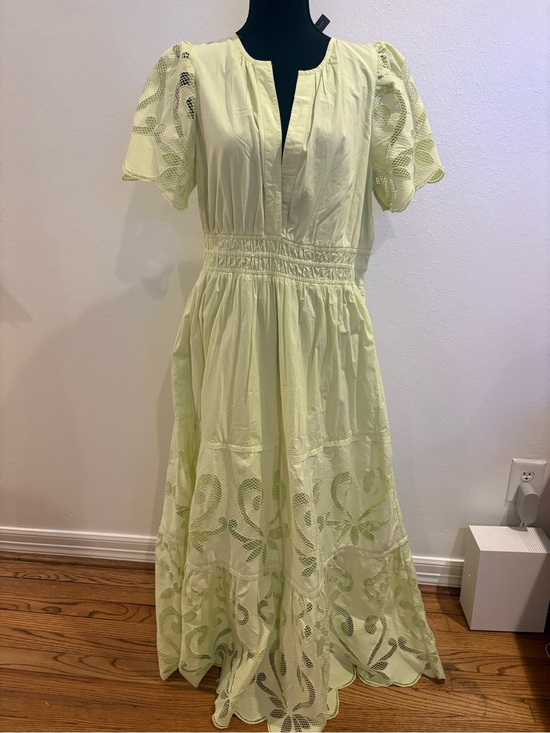 Anthropologie Dresses & Skirts - Anthropologie Lemon Green Eyelet Maxi Dress with Smocked Waist